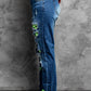 Printed Patch Distressed Boyfriend Jeans