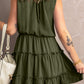 Tie Neck Frill Trim Sleeveless Mini Dress