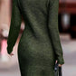 Rib-Knit Round Neck Sweater Dress