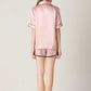 Lapel Collar Shirt and Shorts Lounge Set