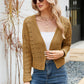 Open Front Cuffed Cropped Cardigan