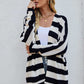 Striped Dolman Sleeve Open Front Cardigan
