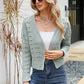 Open Front Cuffed Cropped Cardigan