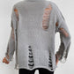 Distressed Round Neck Knit Top
