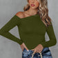 Asymmetrical Neck Long Sleeve Top