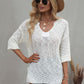 Notched Side Slit Drop Shoulder Sweater