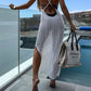 Openwork Slit Cutout Wide Strap Dress