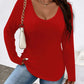 Plus Size V-Neck Long Sleeve T-Shirt