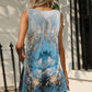 Abstract Print Round Neck Sleeveless Dress with Pockets