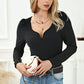 Notched Neck Puff Sleeve Bodysuit