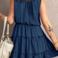 Tie Neck Frill Trim Sleeveless Mini Dress