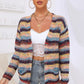 Striped Long Sleeve Open Front Cardigan