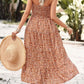 Floral Strapless Slit Midi Dress with Pockets