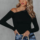 Asymmetrical Neck Long Sleeve Top