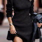 Rib-Knit Round Neck Sweater Dress