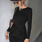 Twist Front Ruched Long Sleeve Mini Dress