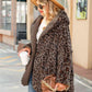 Leopard Hooded Coat with Pockets