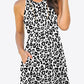 Printed Round Neck Sleeveless Dress with Pockets