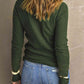 Round Neck Contrast Long Sleeve Knit Top