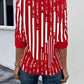 Striped Notched Half Sleeve Blouse