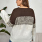 Plus Size Round Neck Long Sleeve Printed Sweater