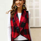 Plaid Open Front Sleeveless Cardigan