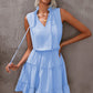 Tie Neck Frill Trim Sleeveless Mini Dress