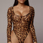 Scoop Neck Cheetah Mesh Bodysuit