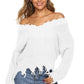 Off-Shoulder Ribbed Long Sleeve Raw Hem Sweater