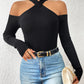 Crisscross Cold-Shoulder Knit Top