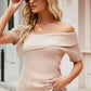 Asymmetrical Neck Rib-Knit Top