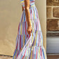 Striped Tie-Shoulder Smocked Tiered Dress