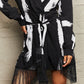 Printed Fringe Detail Surplice Neck Mini Dress