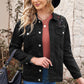 Distressed Button-Up Denim Jacket with Pockets