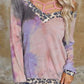 Plaid Leopard V-Neck Sweatshirt