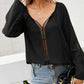 Tie Neck Long Sleeve Semi-Sheer Blouse