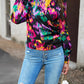 Printed Surplice Neck Long Sleeve Blouse