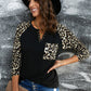 Leopard Print Grommet Long Sleeve Tee