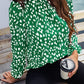 Printed Mock Neck Puff Sleeve Blouse