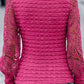 Openwork Scoop Neck Long Sleeve Blouse