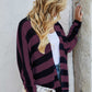 Striped Dolman Sleeve Open Front Cardigan