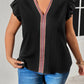 Plus Size Notched Neck Butterfly Sleeve Blouse