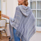 Striped Fringe Hem Hooded Poncho