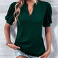 Notched Puff Sleeve Blouse