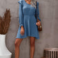 Ruffled V-Neck Flounce Sleeve Textured Dress
