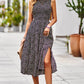 Printed Round Neck Slit Sleeveless Dress
