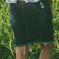 Full Size Distressed Slit Denim Skirt