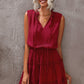 Tie Neck Frill Trim Sleeveless Mini Dress