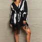Printed Fringe Detail Surplice Neck Mini Dress
