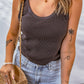Waffle-Knit Scoop Neck Tank Top